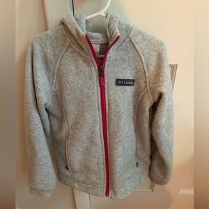 Columbia Kids Fleece Jacket - Light Gray with Pink Zipper